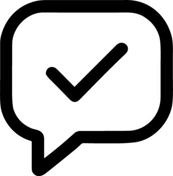Black Lineart Check Mark Inside Speech Bubble Notification Icon Element vector
