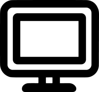 Simple Line Computer Monitor Screen Display Technology Device Icon vector