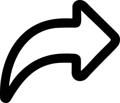 Simple Outline Arrow Curve Pointing Right Direction Icon Shape vector