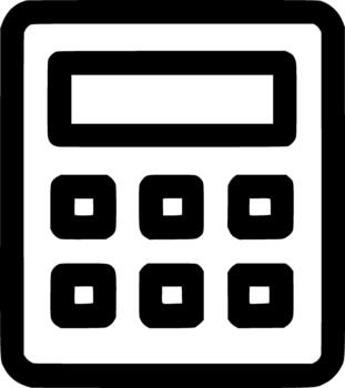 Simple Outline Calculator App Interface Button Black and White Icon vector