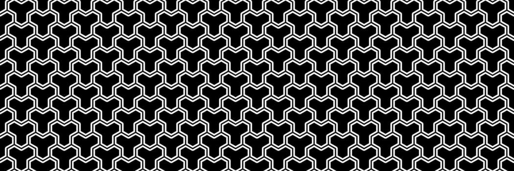 horizontal seamless black and white hexagon tile and textile pattern for design vector