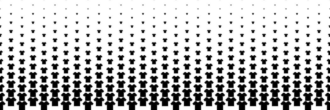 horizontal halftone of black t-shirt design for pattern and background. vector