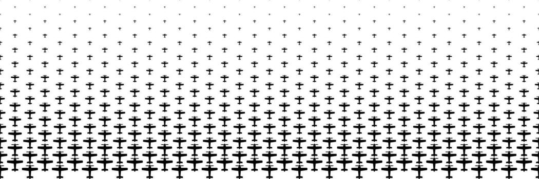 horizontal halftone of black propeller classic airplane design for pattern and background vector