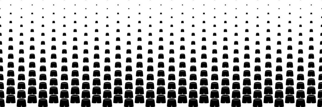 horizontal halftone of black short pants design for pattern and background. vector