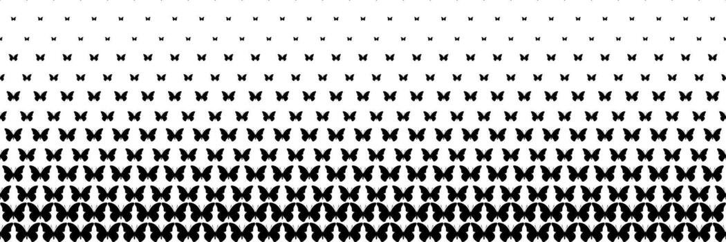 horizontal halftone of black butterfly design for pattern and background vector