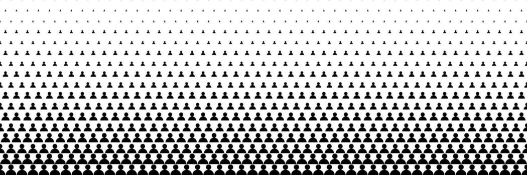 horizontal black halftone of people design for pattern and background. vector