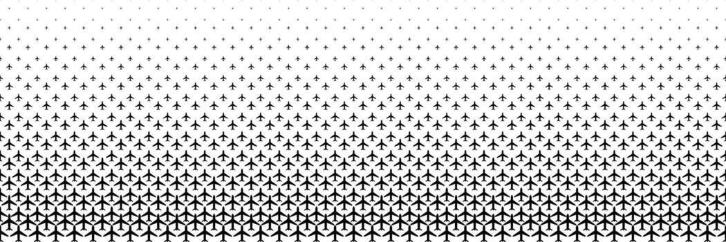 horizontal black halftone of aeroplane design for pattern and background. vector