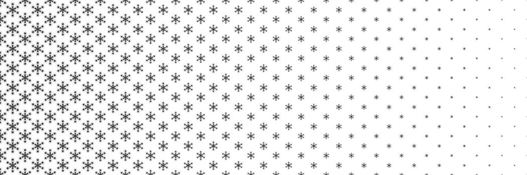 horizontal black halftone of white snow flake in black circle design for pattern and background. vector