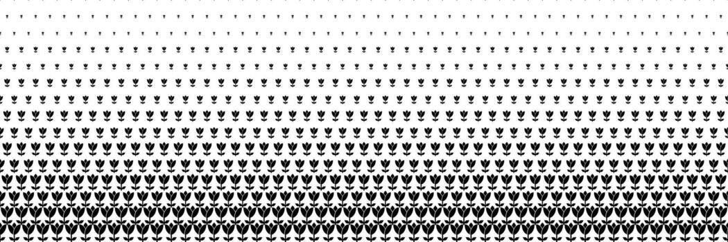 horizontal halftone of black bloom flower for pattern and background vector