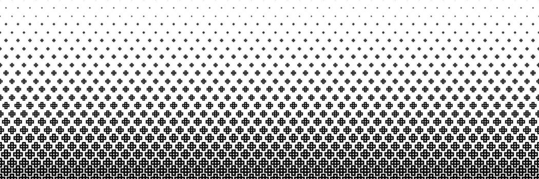horizontal halftone of black outline cross or plus design for pattern and background. vector