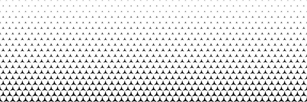 horizontal negro trama de semitonos de Tres agudo triangulos diseño para modelo y antecedentes. vector