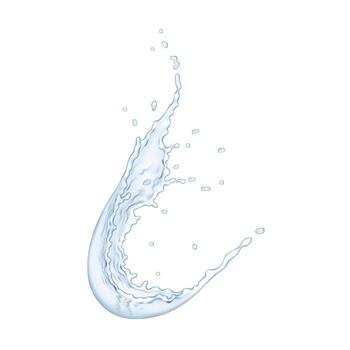 Illustration of a clear water splash frozen in motion against a white backdrop. The dynamic shape captures fluidity and movement, symbolizing freshness and purity. vector