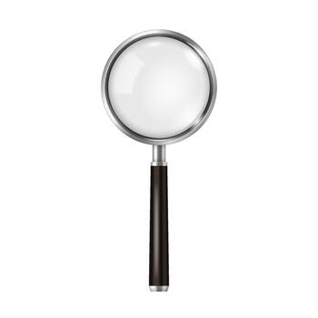 Detailed illustration of a magnifying glass with a lens and a wooden handle. Ideal for use in educational materials or exploration themes. vector