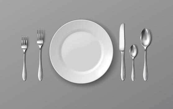 Elegant silverware and a white plate vector