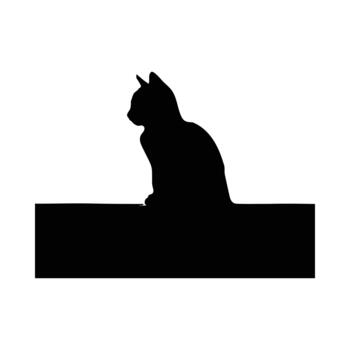 silueta de un gato sentado en un horizontal superficie con un rectangular forma animal vector