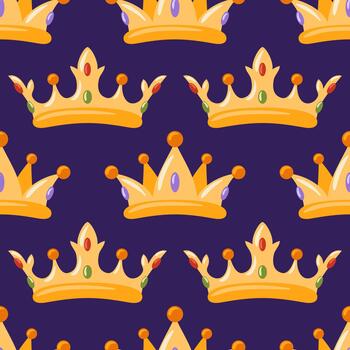 Crown seamless pattern featuring repeating royal crowns in a clean style, perfect for luxurious backgrounds, branding, and print design. vector