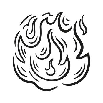 Energetic sketch-like flames with flowing lines and dynamic flame cones, minimalist graphic for a vivid accent. vector