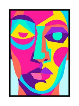 Deconstructed Profile in Bright Geometric Pop Layers vector