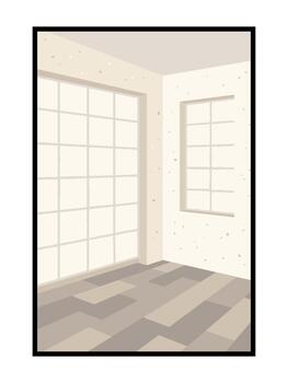 Contemporary Empty Space With Tall Windows Casting Sharp Light Patterns vector