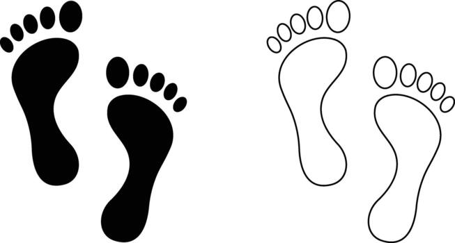 Footprints walking on a white surface representing a journey path and exploration vector
