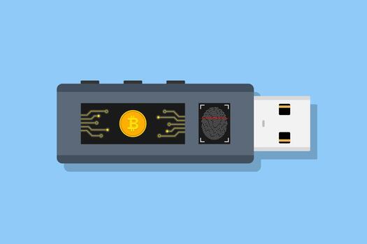 seguro bitcoin billetera concepto palo vector