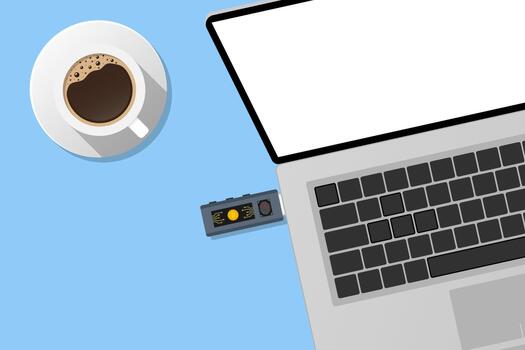 seguro bitcoin billetera concepto palo en ordenador portátil vector