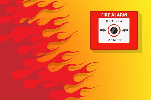 Fire alarm and open flame in the building vector