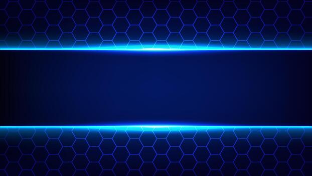 Glowing blue laser lines with a hexagon grid texture, creating a modern sci-fi backdrop for tech and digital designs vector