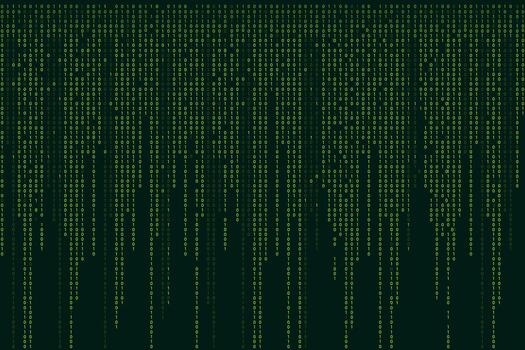Matrix binary code 0 and 1 numbers. Tech hacker concept. Futuristic Fadigits on dark backdrop. Running random numbers vector