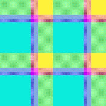 Vibrant pixelated plaid. Abstract design with bold colors, perfect for backgrounds, textiles, or digital art. Adds a playful, retro touch to any project. vector