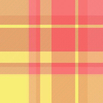 Diverse textile fabric seamless, endless texture check plaid. Royal tartan pattern background in red and yellow colors. vector