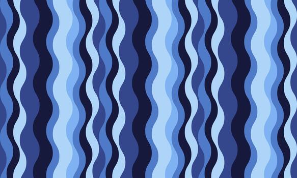 Abstract wavy lines in shades of blue create a calming, flowing pattern. Perfect for backgrounds, website design, or textile prints this seamless design evokes serenity and movement. vector