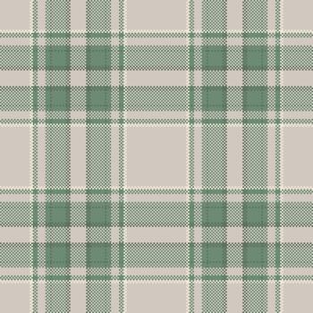 pixelado tartán modelo con suave verde y beige tonos retro textil diseño. ideal para antecedentes, vestir, o digital Arte proyectos versátil estético. vector