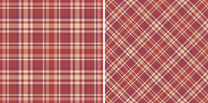 tartán textil modelo de cheque sin costura tela con un tartán antecedentes textura . conjunto en calentar colores. san valentin día atuendo inspiración. vector