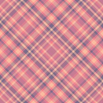 Stylish plaid pattern with subtle herringbone texture. Pastel pink, peach and muted blue create a visually interesting diagonal weave. Great for backgrounds, textiles design. vector