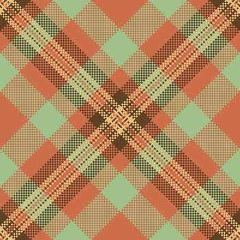 Eps tartan background texture, down check seamless fabric. Multicolored textile plaid pattern in orange and neutral colors. vector
