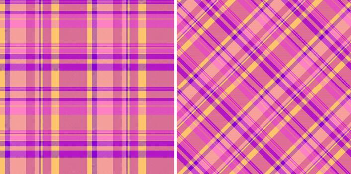Plaid background fabric of texture textile with a pattern seamless check tartan. Set in neon colors. Tweed in modern fashion. vector