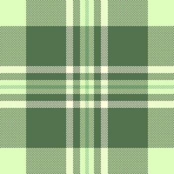 Pixelated green plaid pattern, seamless texture. Ideal for backgrounds, textiles or retrothemed designs. Versatile, classic, and visually appealing. vector