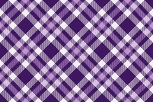 Linen fabric check textile, relax pattern texture background. Us tartan plaid seamless in violet and white colors. vector