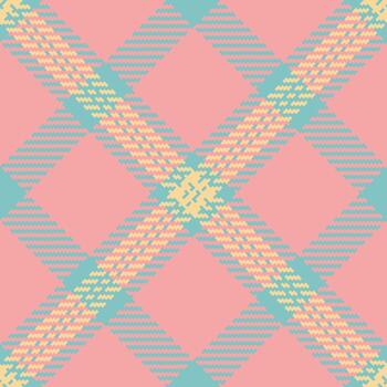 Goose tartan textile fabric, beige texture plaid . Repetition seamless check background pattern in red and teal colors. vector