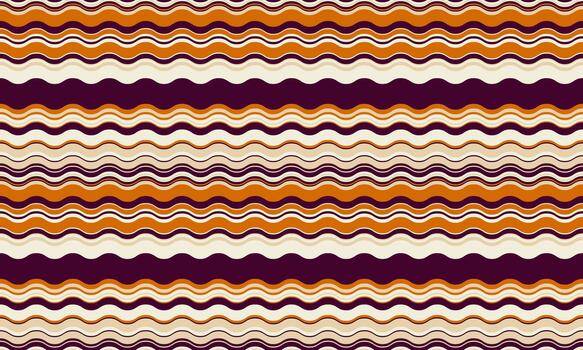 Vibrant wavy stripes in autumnal hues create a dynamic, retroinspired pattern. Perfect for textile design, website backgrounds, or any project needing a playful yet sophisticated aesthetic. vector