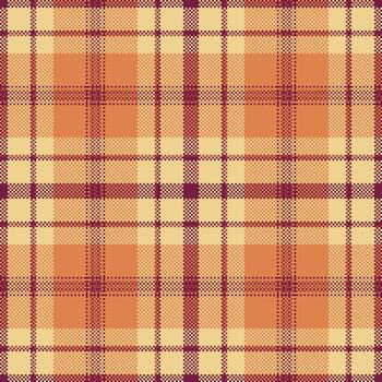 Warm and inviting seamless plaid pattern, pixelated style. Ideal for backgrounds, textiles, or a retrothemed design. Versatile visually appealing. vector