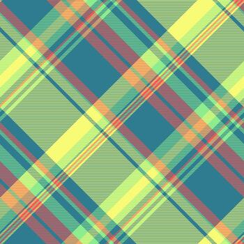 Plain pattern seamless, linen background texture textile. Content plaid tartan fabric check in cyan and lime colors. vector