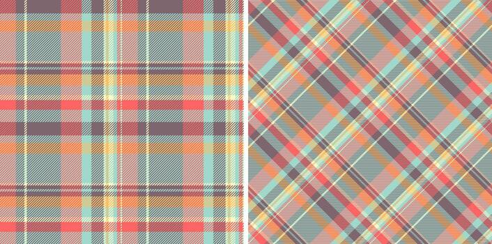 sin costura cheque de modelo antecedentes tartán con un tartán textura textil tela. conjunto en elegante colores de otoño Moda tendencias vector