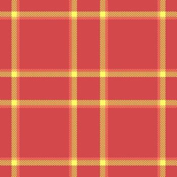 Textured check plaid pattern, printing fabric background. Rose texture textile tartan seamless in red and laser lemon colors. vector