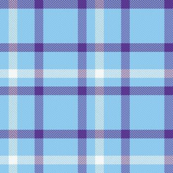 Wrapping tartan background , american textile seamless pattern. Suit texture check fabric plaid in cyan and violet colors. vector