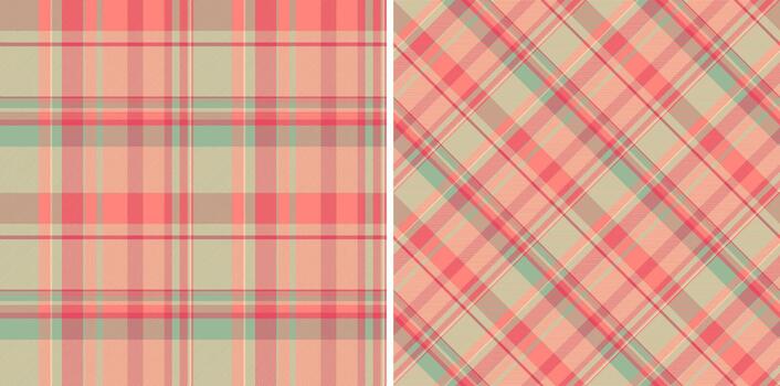 Plaid textile fabric of background seamless pattern with a tartan check texture. Set in nature colors in creative gift paper ideas. vector