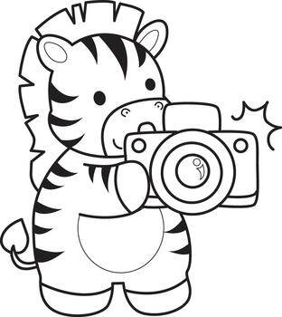 ilustraciones de linda cebra personaje acortar Arte para niños. cebra hacer clic el cámara vector