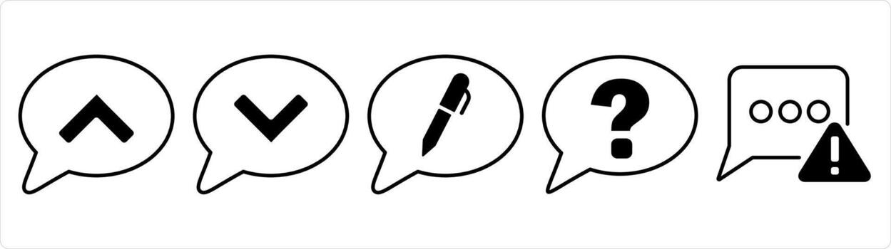 un conjunto de 5 5 negocio íconos como mensaje, editar mensaje, pregunta en negro línea color vector