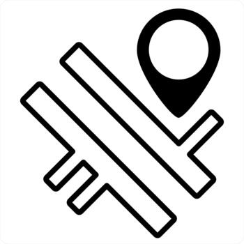 Road Map and location icon concept in black line color vector
